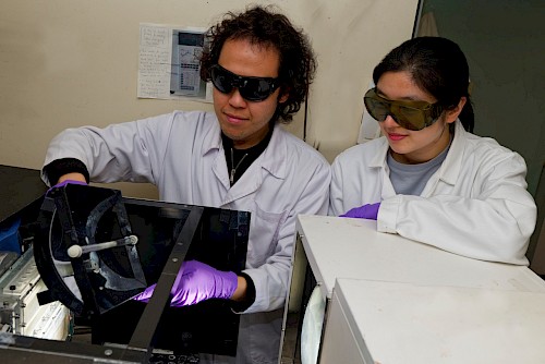 (Left to right) Ariffin Bin Mohamad Annuar and Ji woo Park performing experiments in the lab. Credit: Michael Webb